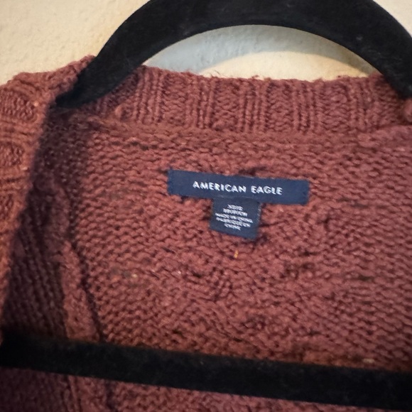 American Eagle cable knit fringe open front cardigan - Picture 2 of 5